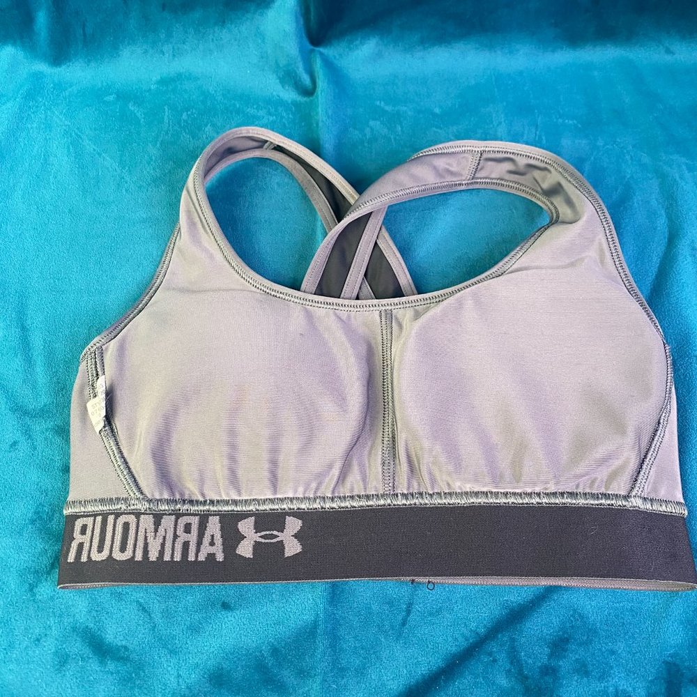 Under Armour Gray Crossback Mid Sports Bra - Picture 4 of 5